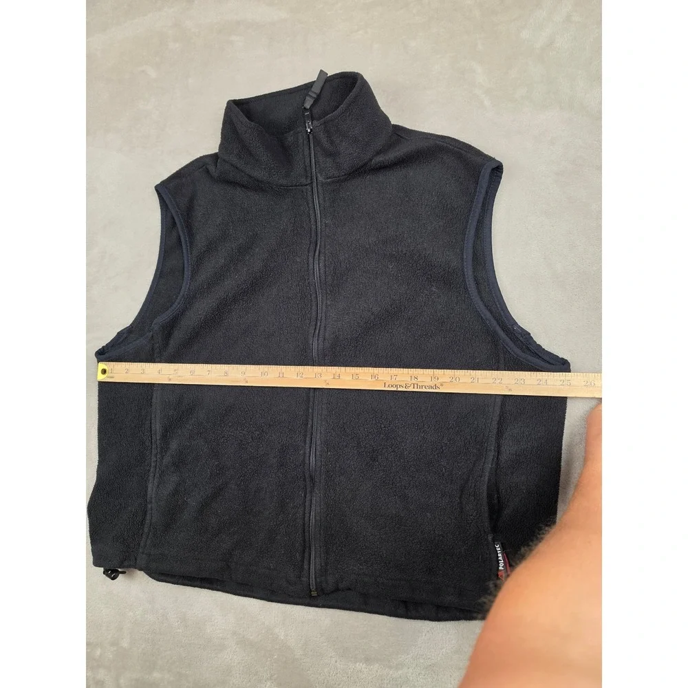 Woolrich Fleece Vest Men XL Black Polartec Full Zip Sleeveless Jacket Fits Short